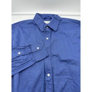 Teddy Stratford Shirt Size 4 Blue Button Up Zip Long Sleeve Luxury Stretch Men